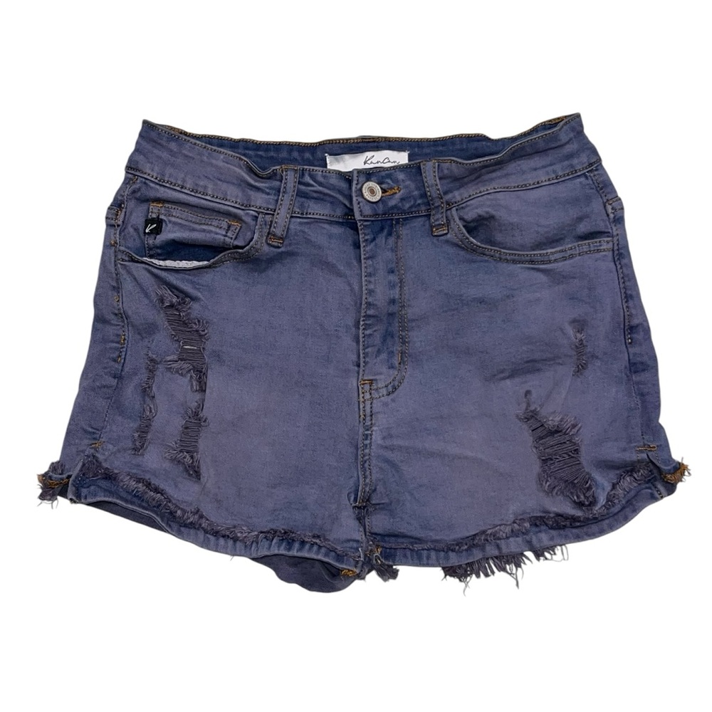 KanCan Women’s Distressed Raw Hem Blue Denim Jean Shorts size 27